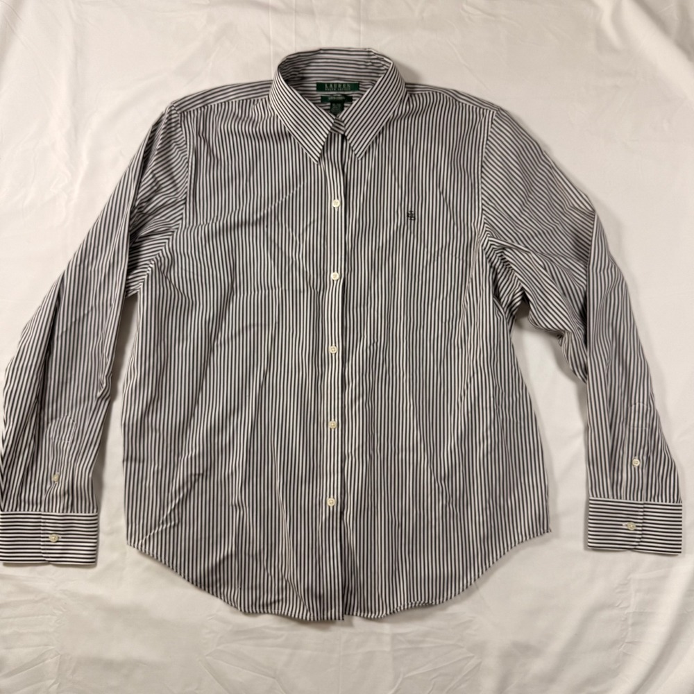 New with‎ tag Lauren Ralph Lauren Striped Button Down Shirt Men Brown White